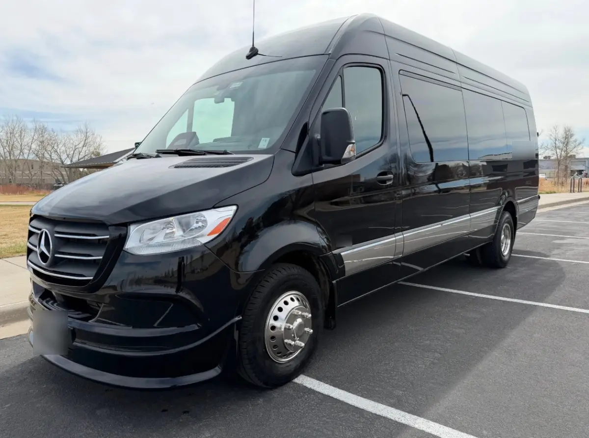 The Denver 13 passenger black executive Sprinter