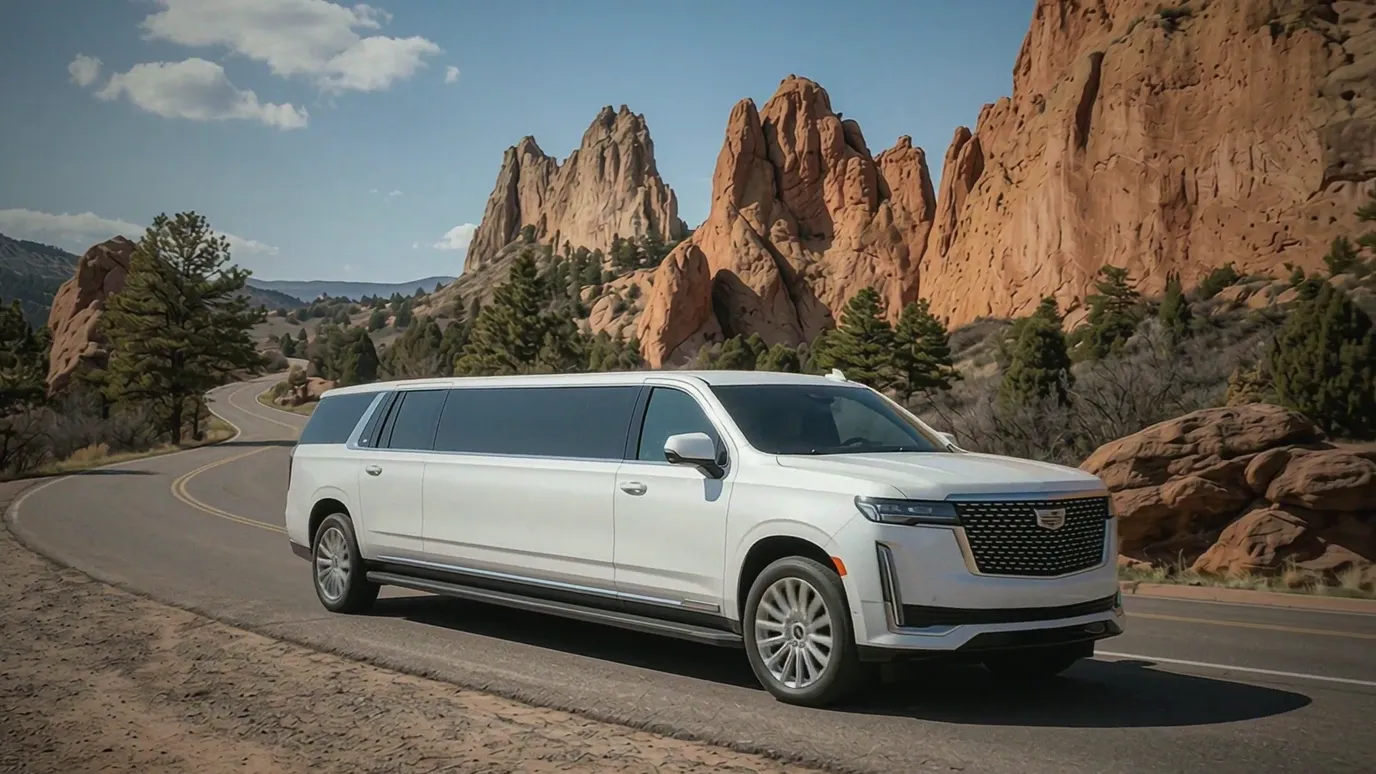 The Denver white Cadillac Escalade 20 passenger stretch limo