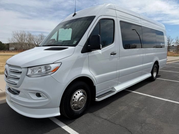 White Mercedes Sprinter – Denver limo service